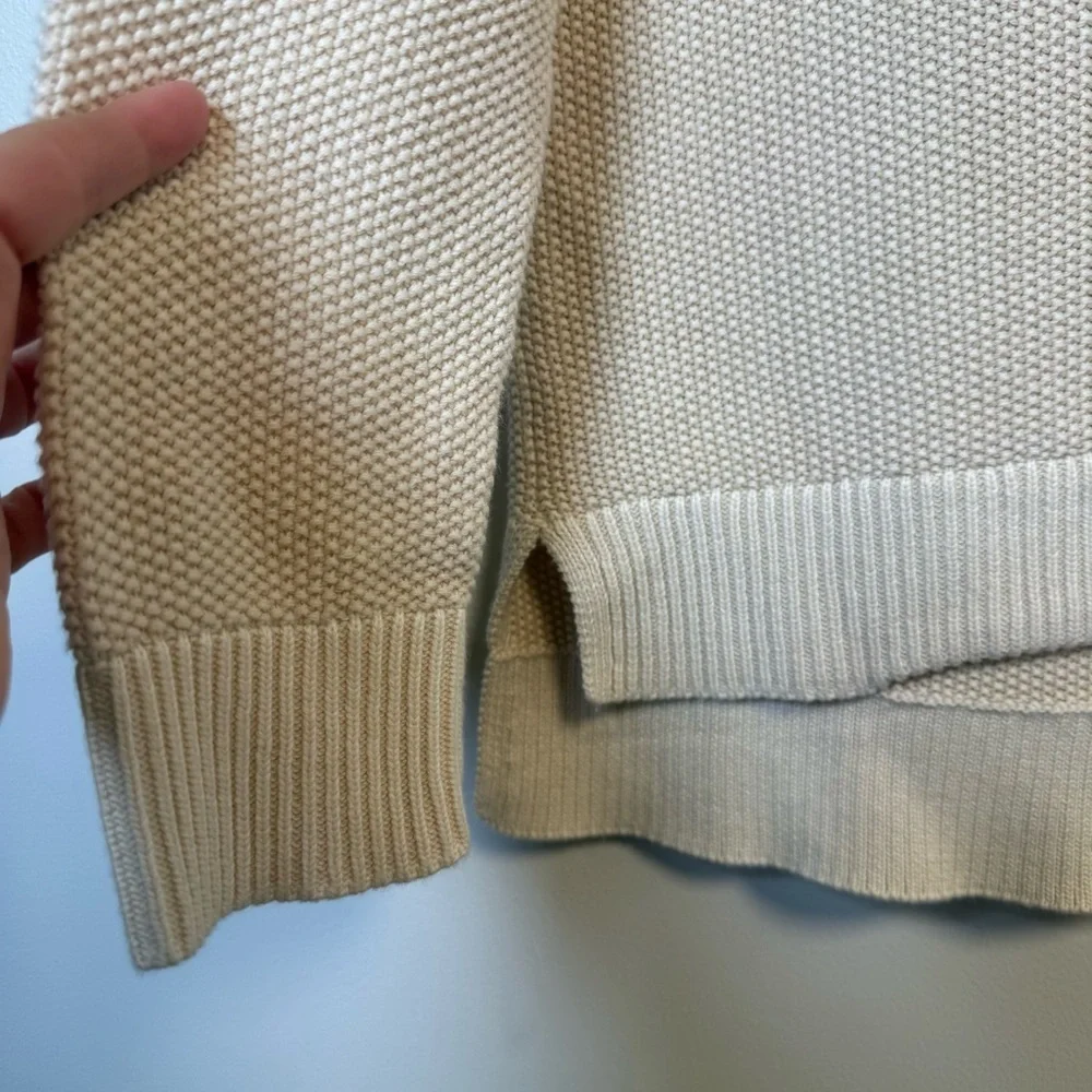 Lauren Ralph Lauren Cream Nubby Knit‎ Pullover 100% Cotton Sweater Size XL
